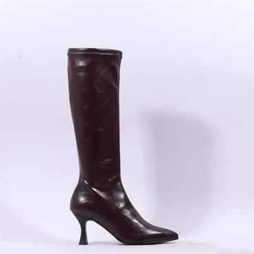 Miss Elastic Pointed High Heel Knee High - Burgundy